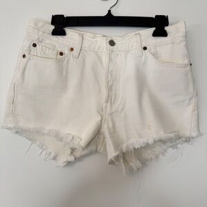 Levi's 501 High Waist Shorts Button Fly Jeans Denim White Sz 29